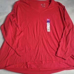 Just My Size 5X V-neck Long sleeves T-Shirt Red for women 30W/32W